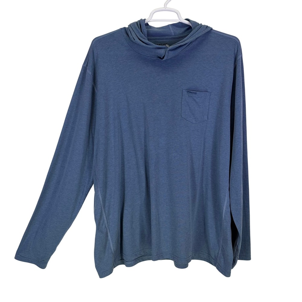 Poncho Outdoors UV Hoodie Mens 3XL Blue Long Sleeve Lightweight  Quick Dry Sport